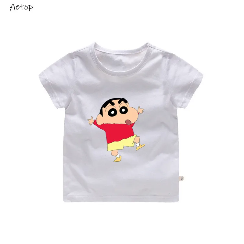 Одежда Crayon shin-chan футболка для подростков из японского аниме футболки Crayon shin-chan Топ, детская одежда летняя одежда b904 - Цвет: white