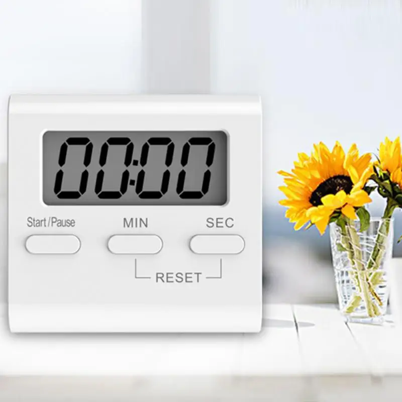 

square Magnetic LCD Digital Kitchen Countdown Timer Alarm with Stand White Kitchen Timer Practical Cooking Timer Alarm Clock