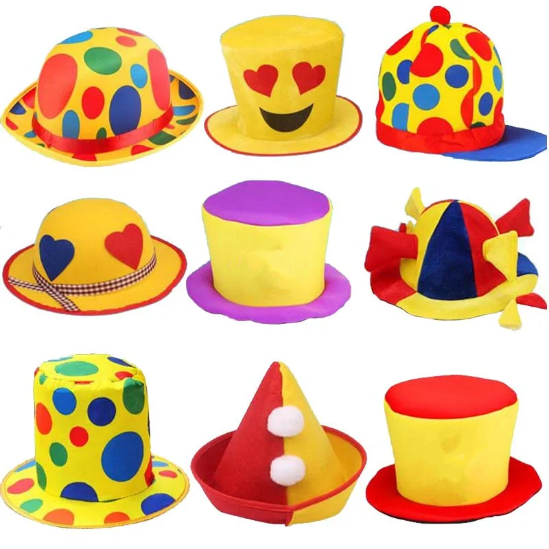 

Colorful Men Women Clown Hat For Adults Performance Head Dress Up Decorations Festival New Year Party Supplies