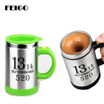 

FEIGO 400ml Creative Coffee Mug Self Stirring Mix Cups Stainless Steel Electric Automatic Coffee Mixing Drinking Cup gift F256