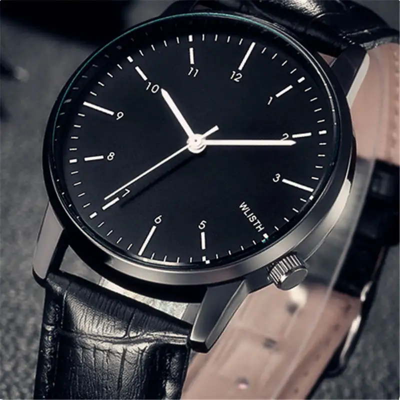 

Fashion Top Luxury Brand WLISTH Watches Men Leather Mesh Strap Quartz-watch Ultra Thin Dial Clock Man Relogio Masculino XF1324