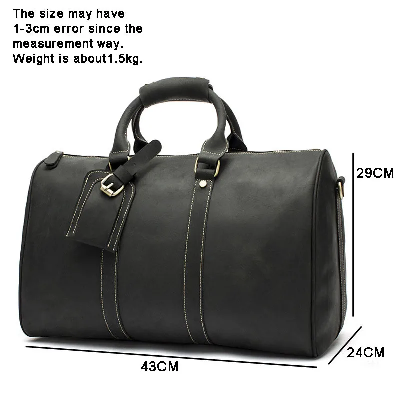 Echte Business Männer Reisetasche Custom Retro Crazy Horseskin Große-kapazität schulter Tasche Tragbare Leder Duffel messenger Taschen