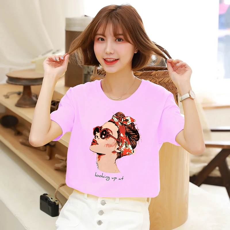 

New Fashion Cool Print Female T-shirt White Women Tshirts Summer Casual Harajuku T Shirt Femme Top 7 colors Large size