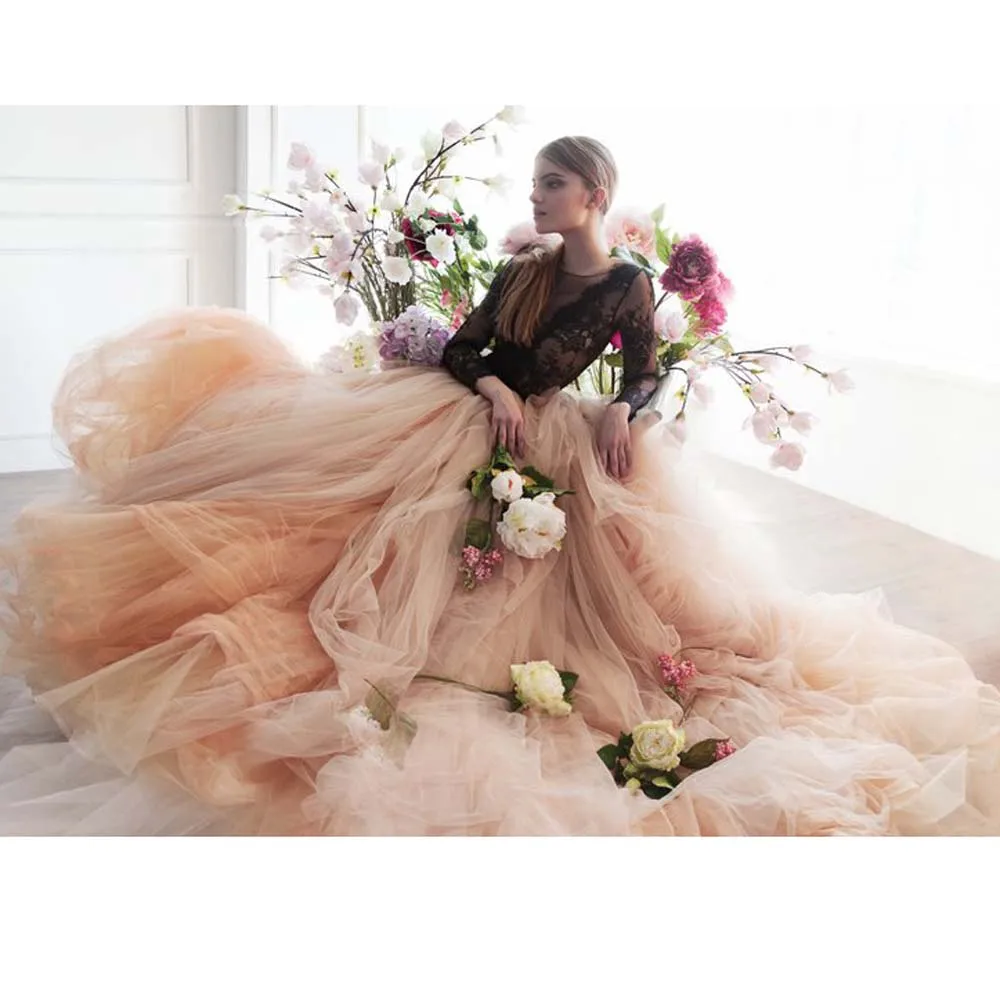 Красивые Champagne Puffy Свадебные Тюлевая юбка s 2019 High End Пышное Платье трапециевидной формы Женская юбка из тюля индивидуальный заказ Женский