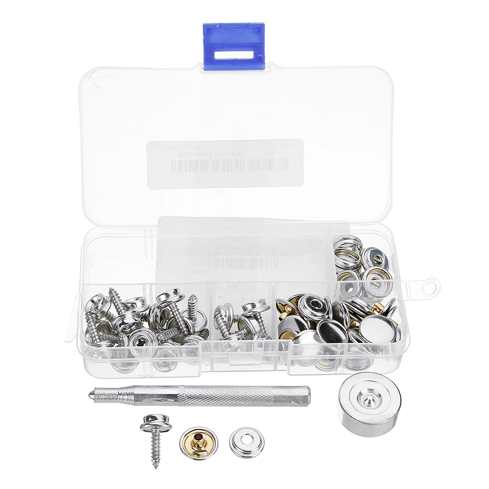 

20Pcs/Set 5/8" Screw Buckle Snap Buttons Press Studs Snap Fastener Sewing Clothing Craft DIY Fixing Tool Stainless Steel+ Copper