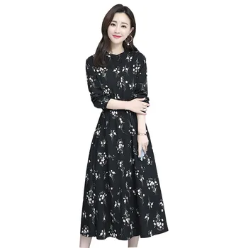 

Spring Autumn Women Maxi Dress 2019 New Long Sleeved Floral Chiffon Dress Elegant Bohemian Shirt Dress Femme Vestidos R108