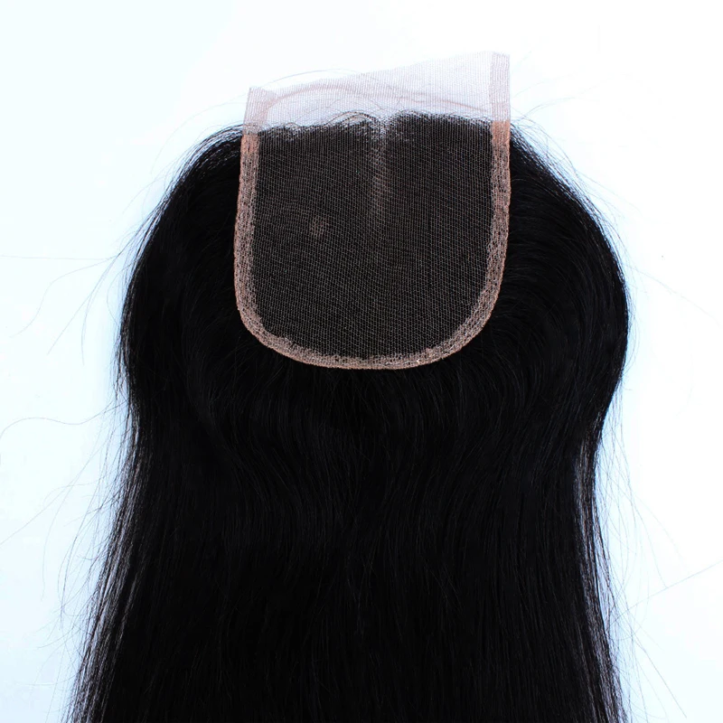 

6A Full Lace Closure Bleached Knots Virgin Peruvian Straight Hair Closure Free Middle 3 Part Closures Human Hair Lace Closure