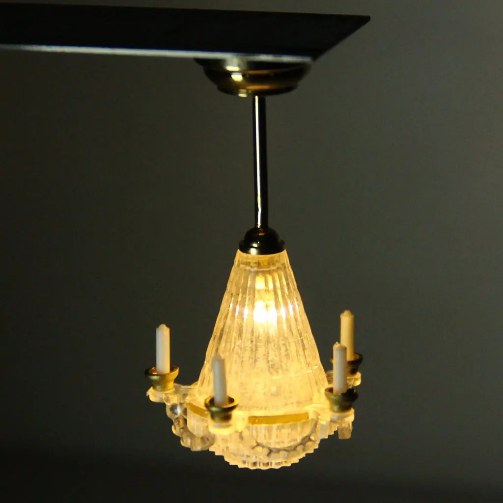 Миниатюрный светодиодный потолочный светильник 12 В, электрическая свеча для 1/12, украшение кукольного дома, мебель, золото