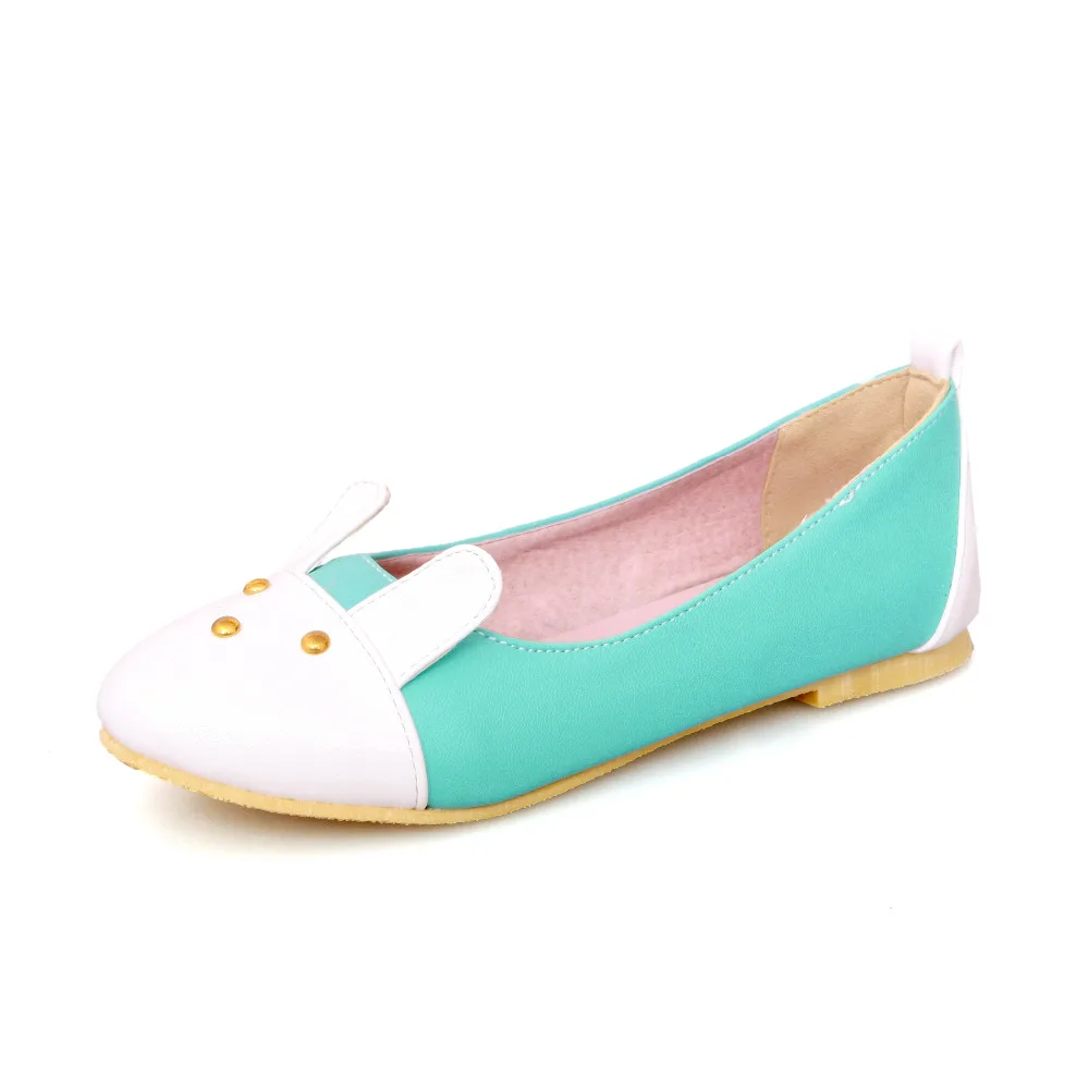 

The spring and Autumn period with new low head rivet spell color rabbit ears sweet shallow mouth women shoe