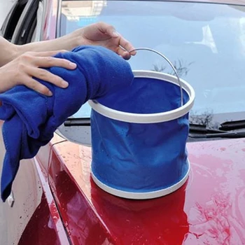 

New 1Pcs 9L Bucket Folding Bucket Car Wash Car Bucket Portable Fishing Bucket Washing Retractable Vehicle Clean Canvas Supplies