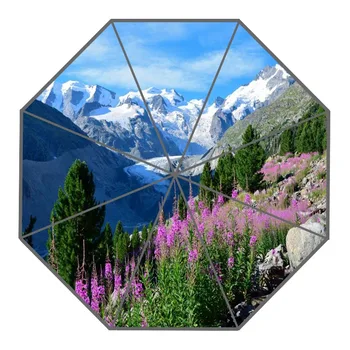 

New Arrive Custom Beautiful pastoral scenery Umbrellas Creative Design High Quality Foldable Rain Umbrella