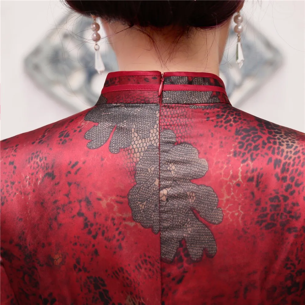 Шанхай история Высокое качество короткий рукав Для женщин Cheongsam Qipao платье китайское традиционное Костюмы из искусственного шелка Китай Qipao