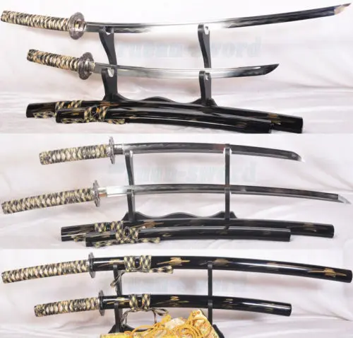 

Clay Tempered Folded Steel Japanese Samurai Katana Sword Set(Katana+Wakizashi)