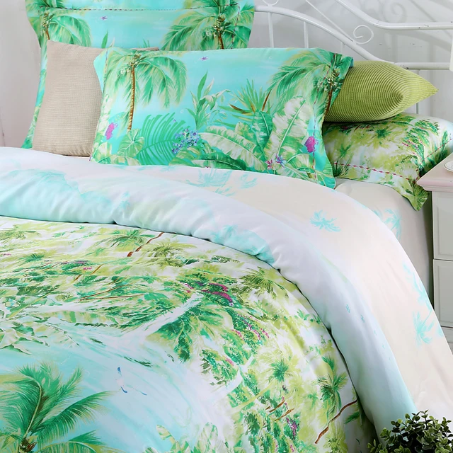 Blue Green Turquoise Bedding Sets Queen King Size Palm Tree Silk Blue Green Turquoise Bedding Sets Queen King Size Palm Tree Silk Quilt Duvet Cover Polka Dot