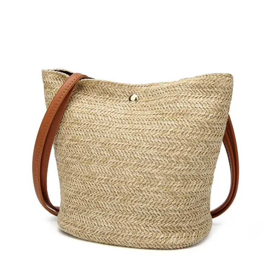 

2019 New Fashion Straw Bag handbags women famous brands designers Fashion Women Casual Shoulder Bag Woven Bucket Bag Handbag L*5