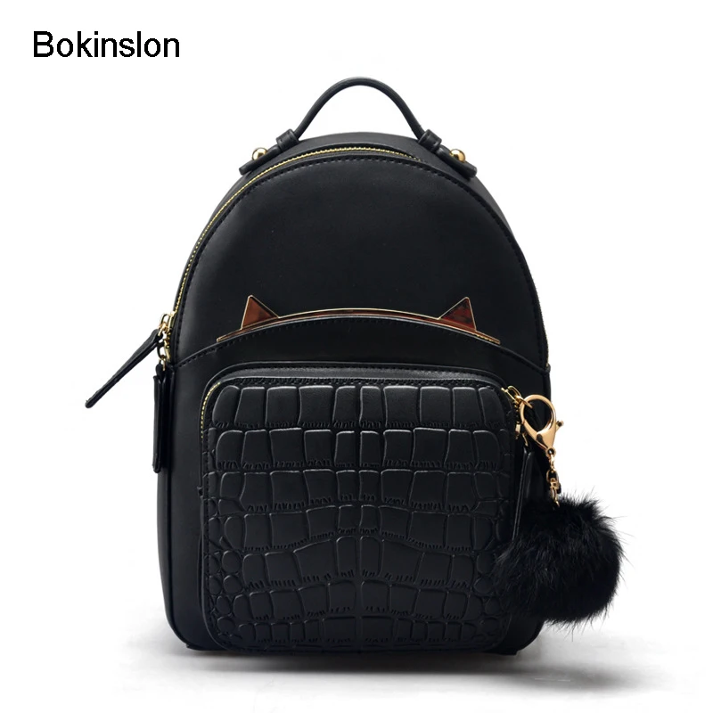 

Bokinslon Backpack Bags Woman Cow Split Leather Solid Color Girls Fashion Backpacks Casual Popular Female School Backpack Bag