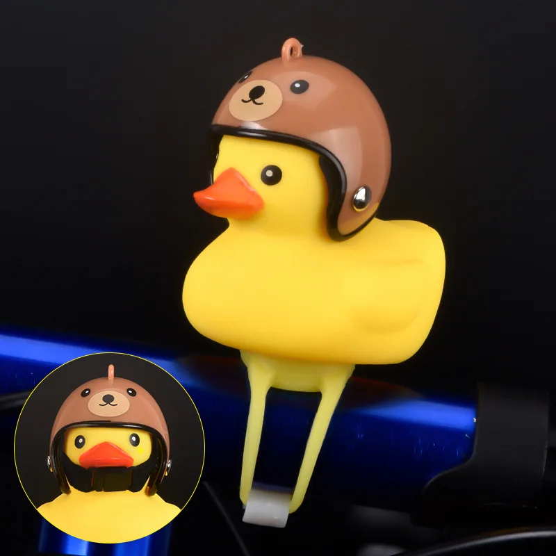 Excellent 1pc Cartoon Yellow Silica Little Duck Helmet Head Bicycle Light Shining Mountain Bike Handlebar Duck Head Light bike Accessories 4