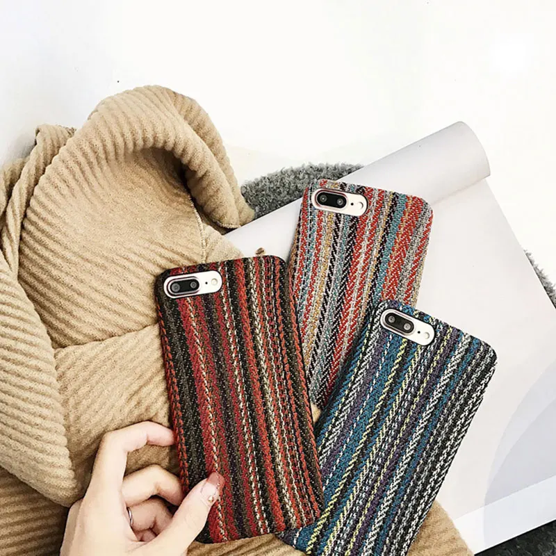 Boucho Винтаж красочный тканевый чехол для iphone XS MAX XR X 6/7/8 plus чехол для телефона чехол s для iphone 6 6s 7 8 плюс размер 11 Pro max чехол-накладка