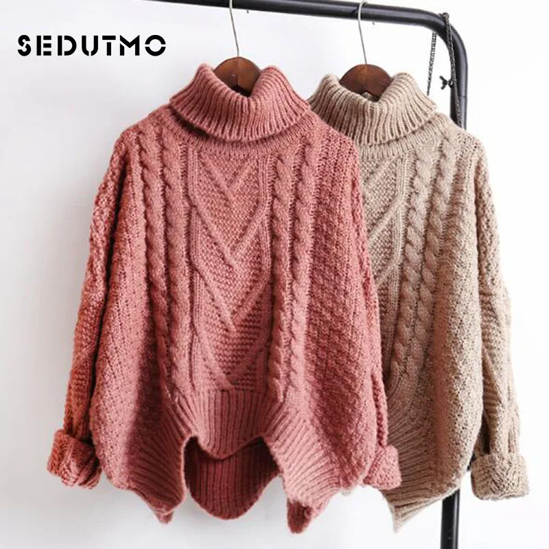 SEDUTMO, зимняя водолазка, женский свитер, пуловеры, большие размеры, толстые, короткие, вязаные, свитера, осень, теплый, длинный рукав, джемпер, топ, ED520