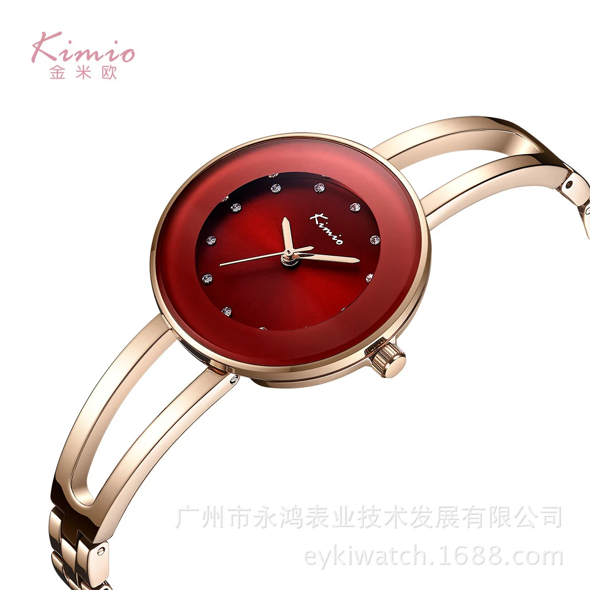 

KIMIO 2018 New Chain Watchband Bestie a Unique Connected Quartz Watch Madam Red Black Rhinestone Bracelet Clock Jewelry Relojes