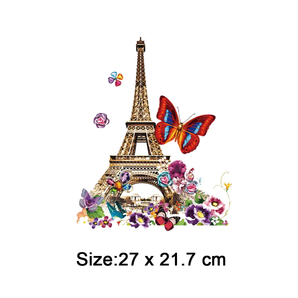 Мода Париж башня тепловая Железная на передачи патч значок тепло винил передачи для одежды футболка цветок наклейки моющиеся DIY - Цвет: NO.1
