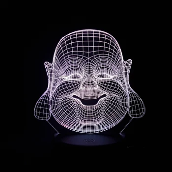 

Free Shipping 7 Color Change Smiling Buddha 3D Night Light LED Lamp Home Decor Table Lamp Nightlight for Kids Gift