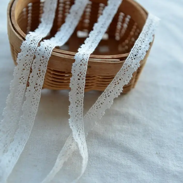 

10 Meters Wholesale Ivory cotton lace trimming Lace Trim Embroidery Sewing Fabric Ribbon DIY Garment Accessories 12mm