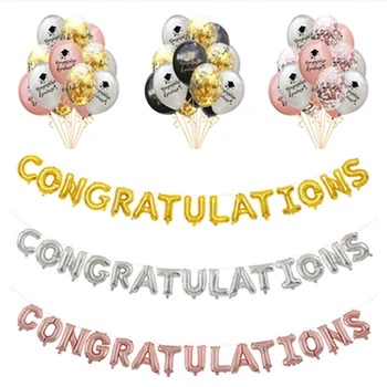 

15pcs congratulations Foil Balloons Gold Rose Gold Congrats Party Letter Balloon Graduation Party Decor Graduation Balloons