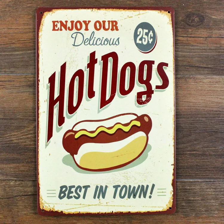 Free ship Vintage Bar Pub Cafe Restaurant Tin Sign Metal FOOD Hotdog