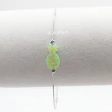 1 шт. op12 желтый зеленый синтетический 7,1*14 миллиметровый опал браслет ананас с 925 серебро для женщин/девушек браслет ювелирные изделия