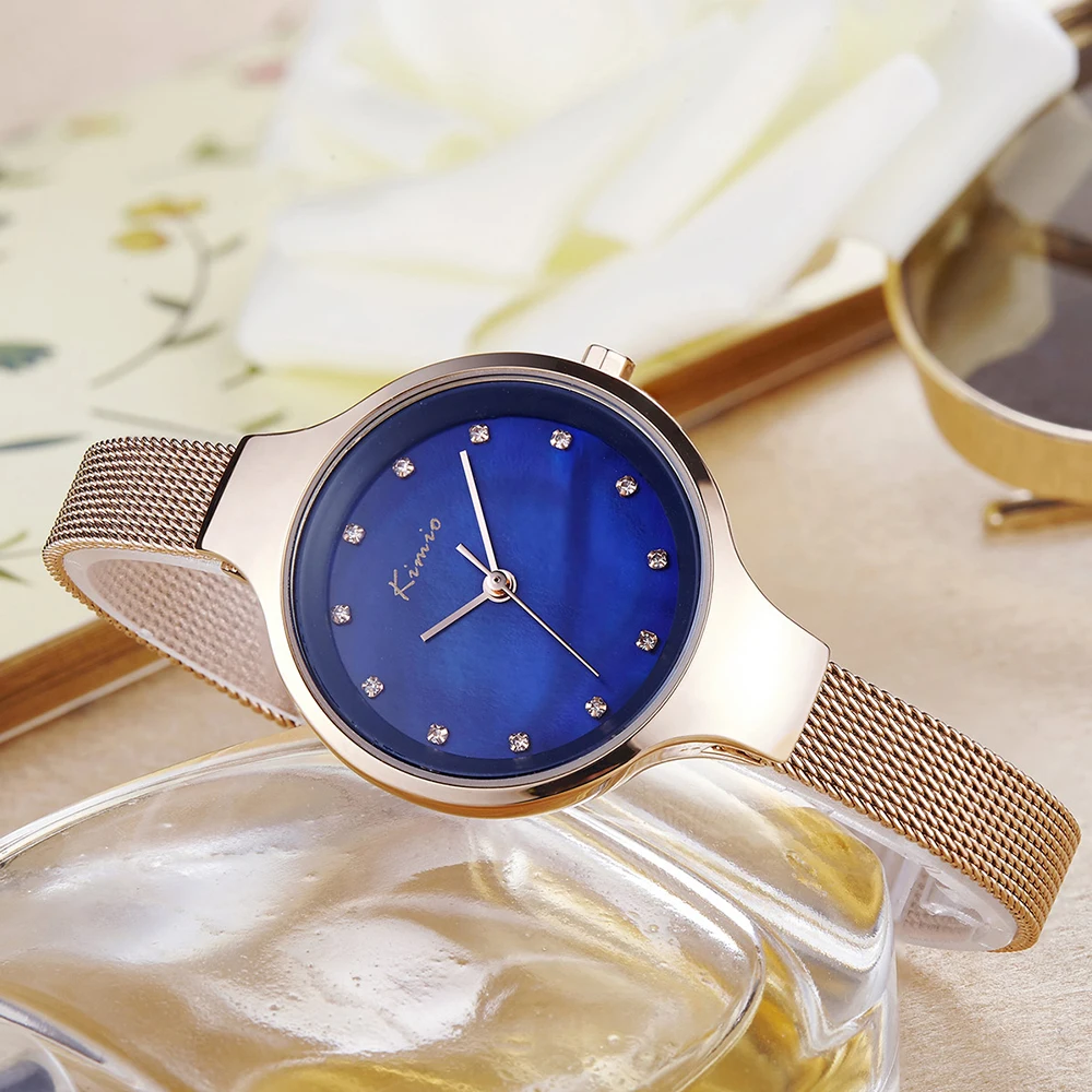 

KIMIO New Luxury Top Brand Diamond Bracelet Quartz Woman watch Fritillaria Milanese strap Dress Ladies Relogio Feminino Gift box
