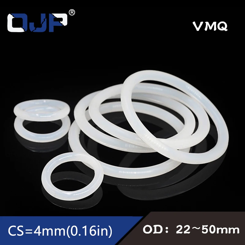 

5PCS/lot Silicon Rings Silicone/VMQ O ring 4mm Thickness OD22/26/28/30/32/35/38/40/42/45/48/50mm Rubber O-ring Seal Gaskets