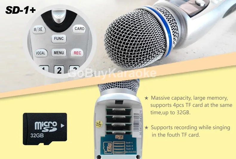 Karaoke Microphone Player with MTV/CDG karaoke songs System. Magic Karaoke Sing Microphone Machine 8GB Micro SD card.