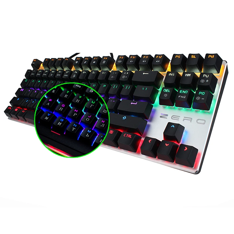 

ME TOO ZERO Gaming Mechanical Keyboard Blue/Black/Red Switch Anti-ghosting Backlight Teclado Wired USB for Gamer Russian/English