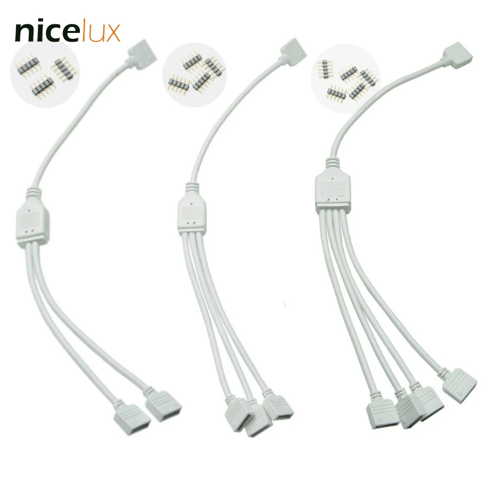 RGBW с входным напряжением 5 штифтов проволочный коннектор отклонения в размерах на 1-2, от 1 до 3, от 1 до 4 Женский Splitter Разъем кабель-удлинитель для 5050 Светодиодные ленты светильник