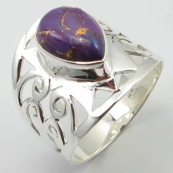 

Pure Purple Copper Turquoises Ring Size 9.25 Gems Gift Unique Designed