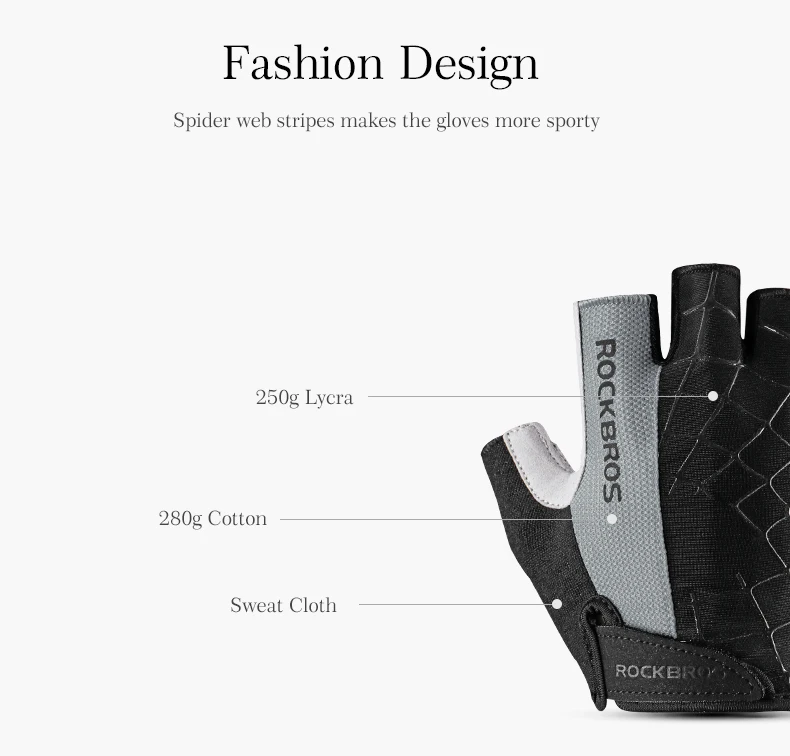 ROCKBROS, мужские перчатки для велоспорта, на полпальца, противоударные, дышащие, для горного велосипеда, перчатки для спорта, унисекс, одежда для велоспорта