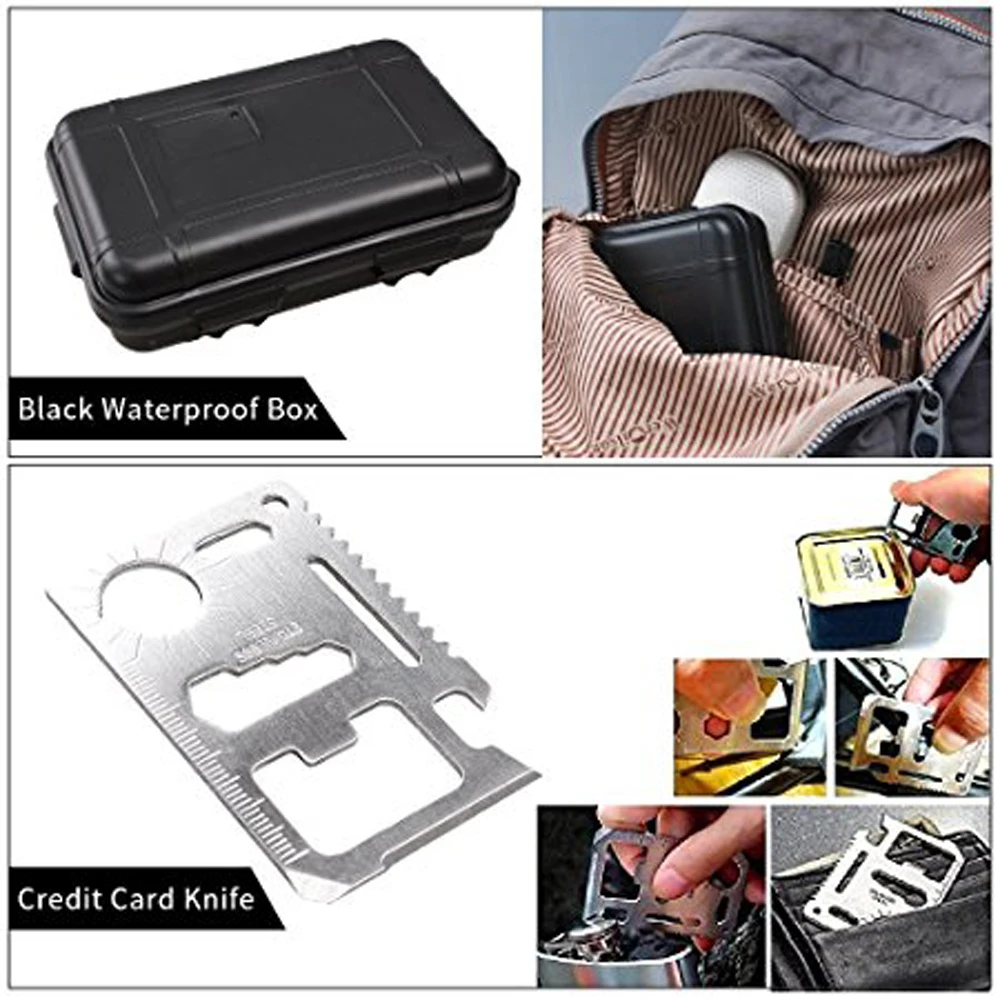 Billige Camping 10 in 1 überleben kit Set outdoor tourismus Multifunktions Erste hilfe SOS EDC Notfall selbstverteidigung für überleben box