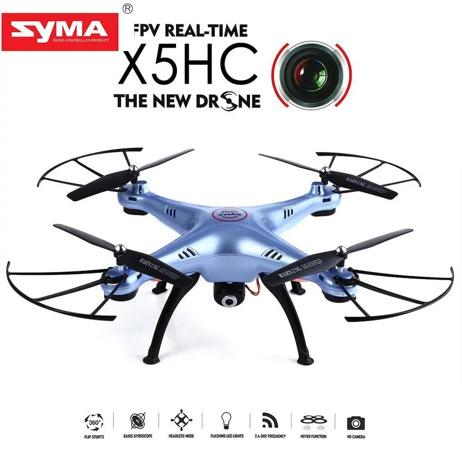 

New Original White Blue Syma X5HC 6 Axis Gyro 2.4GHz 4CH Quadcopter HD Camera RTF Wireless LED Light Mode 1 and 2