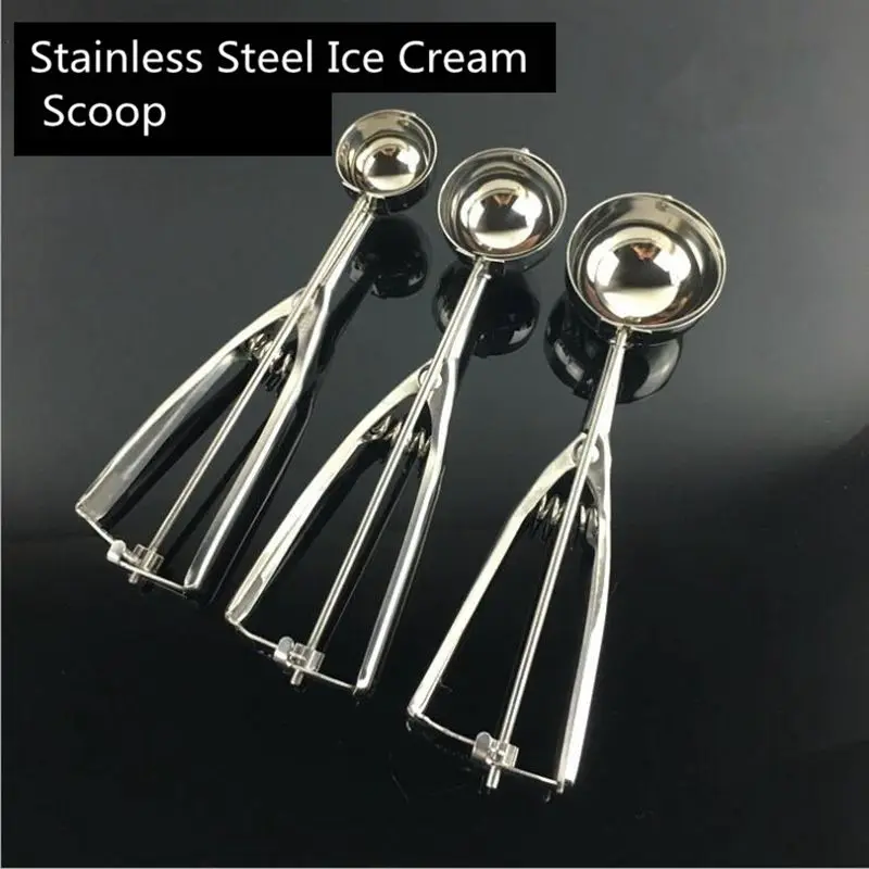 

Quality Stainless Steel Ice Cream Scoop Watermelon Fruit Digging Ball Spoon Spring Handle Kitchen Accessories Ice Ball Maker