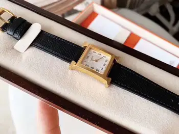 

Handmade Genuine Leather watchband Digital Quartz Wristwatch Square Dial lady watch for women