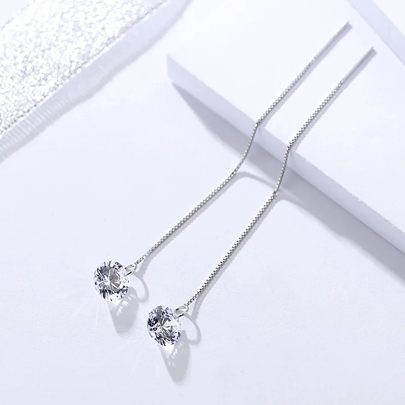3 crystal long earrings for women