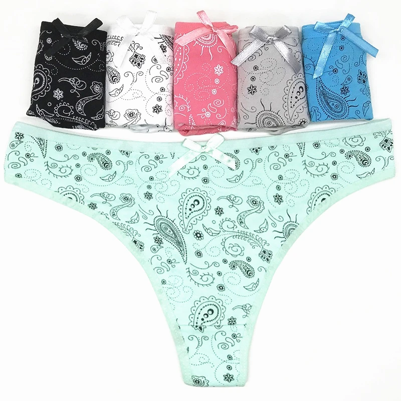 

3pcs/lot Hot Sale Sexy Women's Thongs G string Printing Low-rise Cotton Panties Lady Breathable Lingerie Underpants Suza