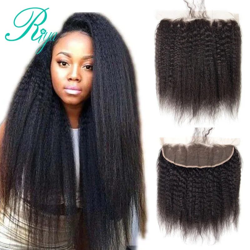 Riya Hair Mongolina курчавые Прямые Волосы Кружева Фронтальная 13X4 уха к уху грубая яки индийский яки фронтальная с детскими волосами