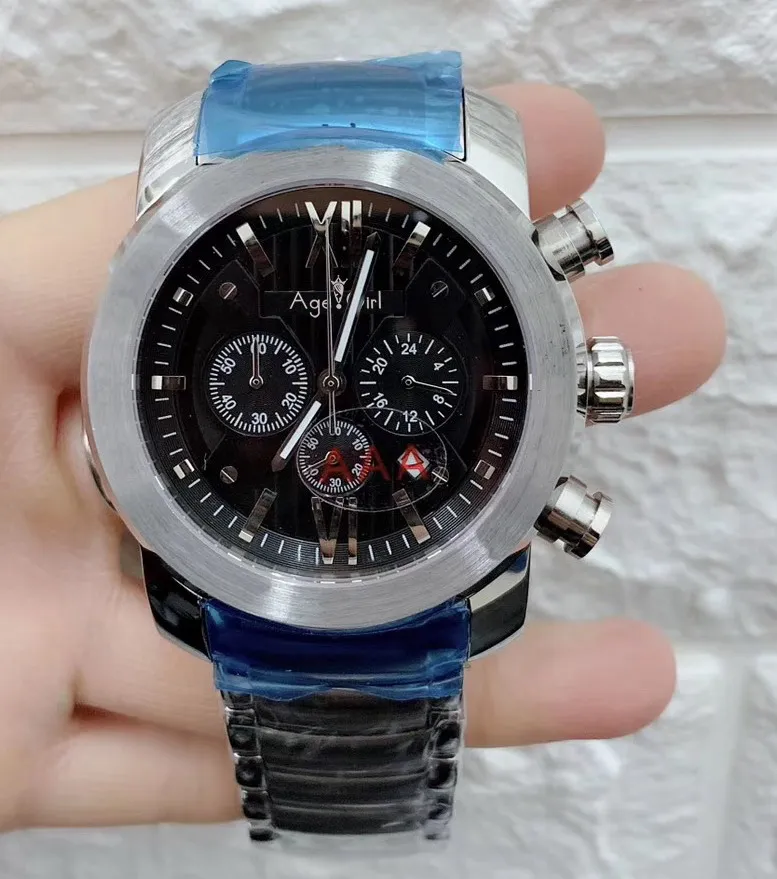 

Luxury Brand New Men Chronograph Stopwatch Sapphire Stainless Steel Black White Luminous Watch Limited Rome Dial Date Sport AAA+