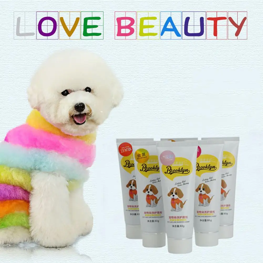 

HOT SALE! 80g Pet Dyeing Agent Pet Dog Cat Animals Hair Coloring Dyestuffs Dyeing Pigment Agent Supplies