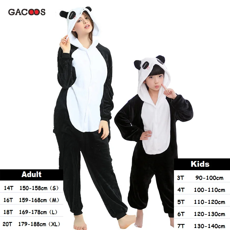 Kids Unicorn Pajamas Winter Onesie Adults Women Animal Kigurumi Sleepwear Winter Jumsuit Boy Girls Pyjama Cartoon Panda Costumes
