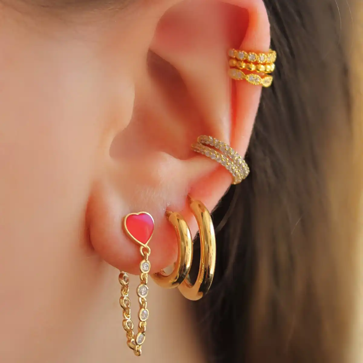 100% 925 Серебряные клипсы без пирсинг Non-пирсинг Earcuff уха клип серьги минималистский Симпатичные Золотой Цвет 3 шт. Перевозка груза падения