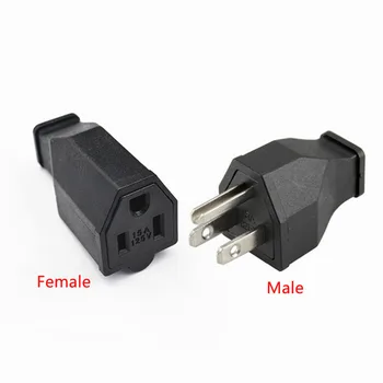 

2pcs US Standard Male and Female Electrical Socket Plug Three-pin Power Extension Cord Connection Plug 15ap 125V