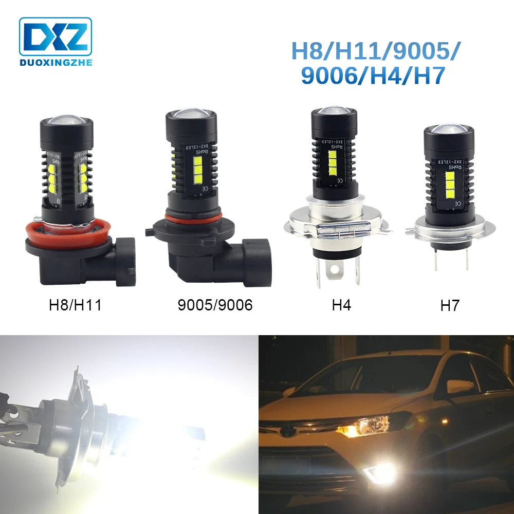 

DXZ 1X Car led Fog Lamp H4 H7 H8 H11 HB3 9005 HB4 9006 canbus 12v daytime running light Car Turning Parking Bulb White DRL 6000K